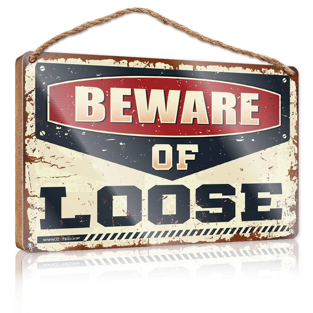 YYHLEH Funky Home Decor Beware Of Loose Wooden Sign(20X30CM)