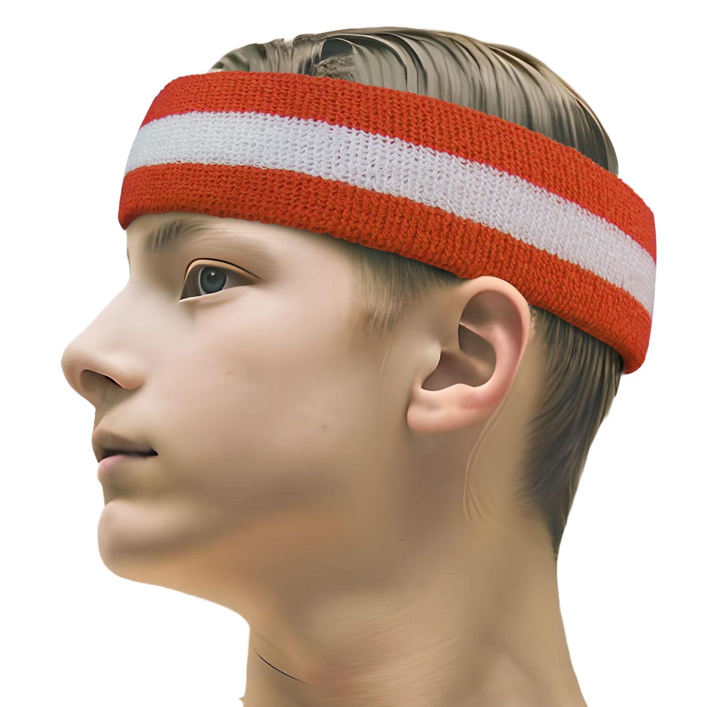 Premium Quality Semi-pro Jackie Moon Dark Orange Striped Sweat Headband Wristband Set