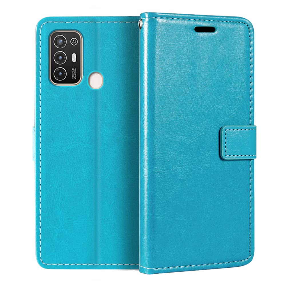 Custodia Portafoglio in Pelle PU Compatibile con ZTE Blade A52, Cover con Chiusura Magnetica, Tasche per Carte e Funzione Stand (Azzurro chiaro