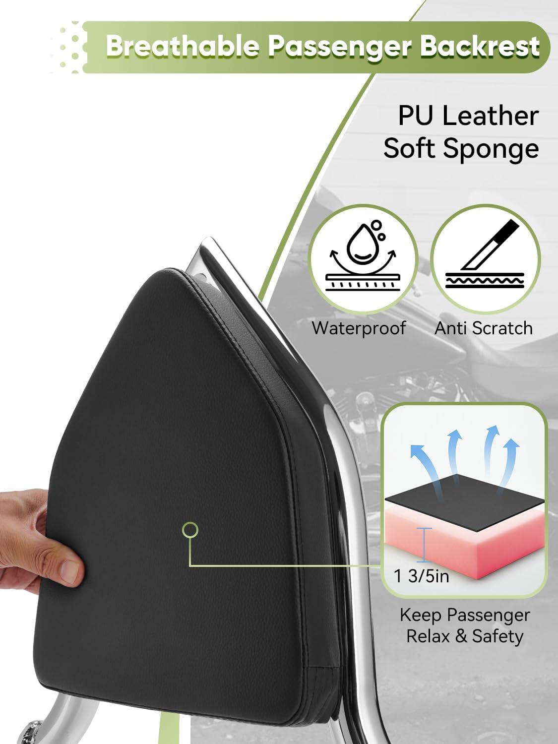25'' Motorcycle Sissy Bar Luggage Rack Kit Compatible with Harley Touring 2009-2024 Street Glide Road King Road Glide Electra Glide, Sissy Bar Backrest + Rear Luggage Rack Set (Chrome)