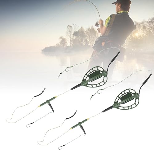 Miniatura 7 de Lwuey Alimentador de jaula de cebo de pesca de carpa con plataformas de gancho de alambre, dispositivo de trampa de anidación de línea larga de