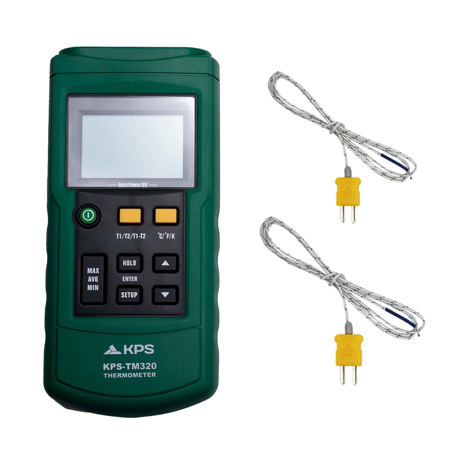 KPS-TM320 Termómetro Digital 2 Canales Compatible con Termopar J, K, T, E, R, S y N con Registro de Datos y Medidas en ºC ºF o Kelvin