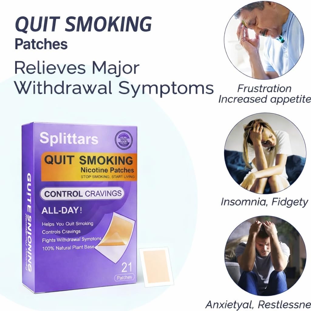 Splittars Quit Smoking Aid-Stop Smoking Patches, Smoking Cessation Patches for Nicotine Free Quit Smoking, Natural Anti Smoking Patches with 21 Day Cravings Support – Stop Smoking, Start Living