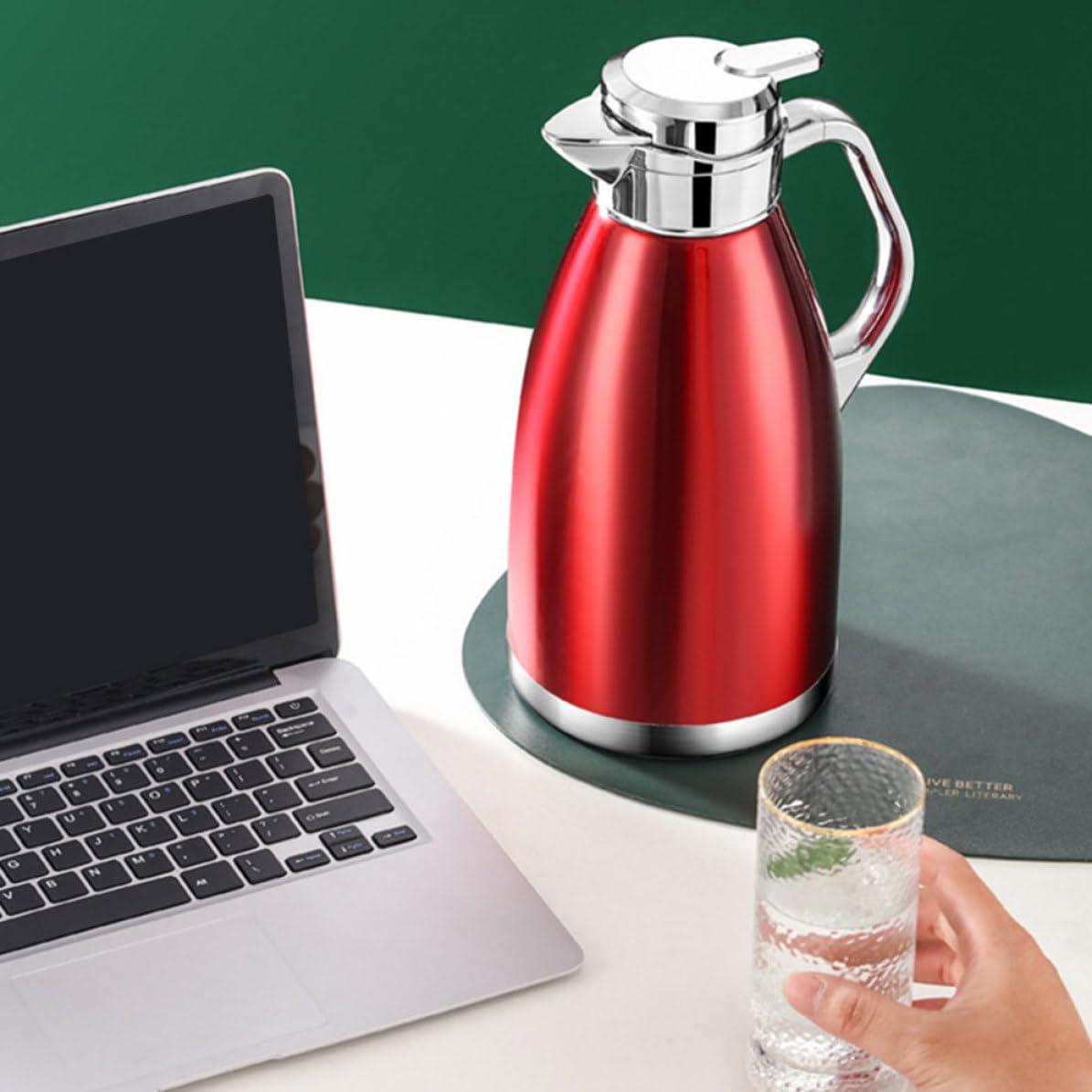 TOYANDONA Bouteille D'eau Isotherme et Grosse Capacité 2,3l en Acier Inoxydable Poignée, Double Paroi Isolante Facile à Utiliser pour Maison et Bureau