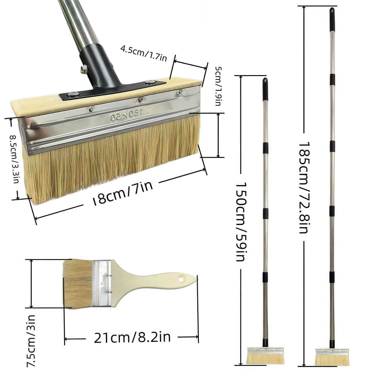 Pincel para barnizar madera para terraza, herramienta de aplicación con una larga – Estropajo de hormigón de garaje – para exterior, terraza, patio trasero, jardín, casa, hormigón, garaje y
