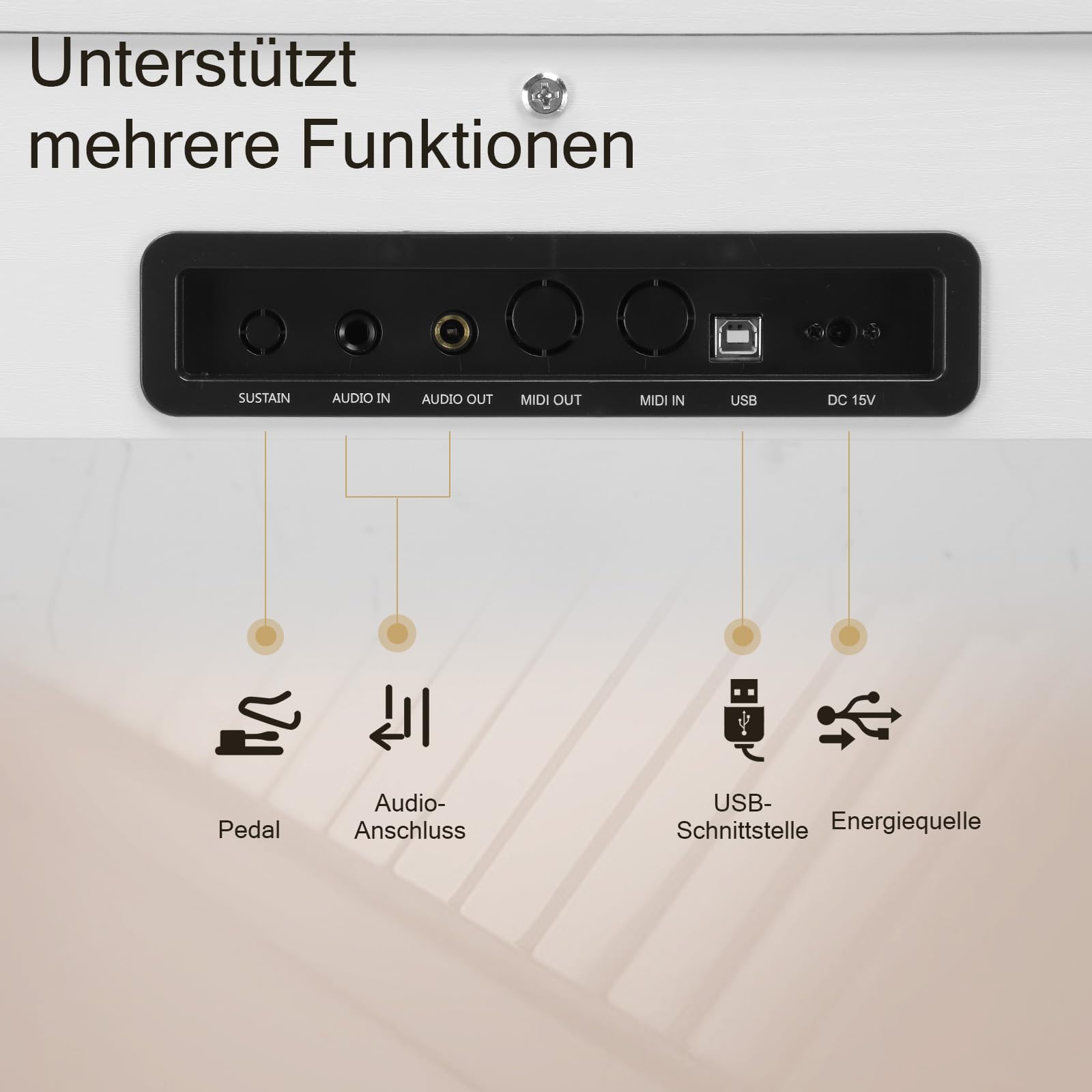 LEADZM Pianoforte Digitale a 88 Tasti con Supporto, Tastiera Completamente Pesata, Pianoforte Elettrico con MIDI USB, Altoparlanti Stereo, Sistema a 3 Pedali (Bianco)