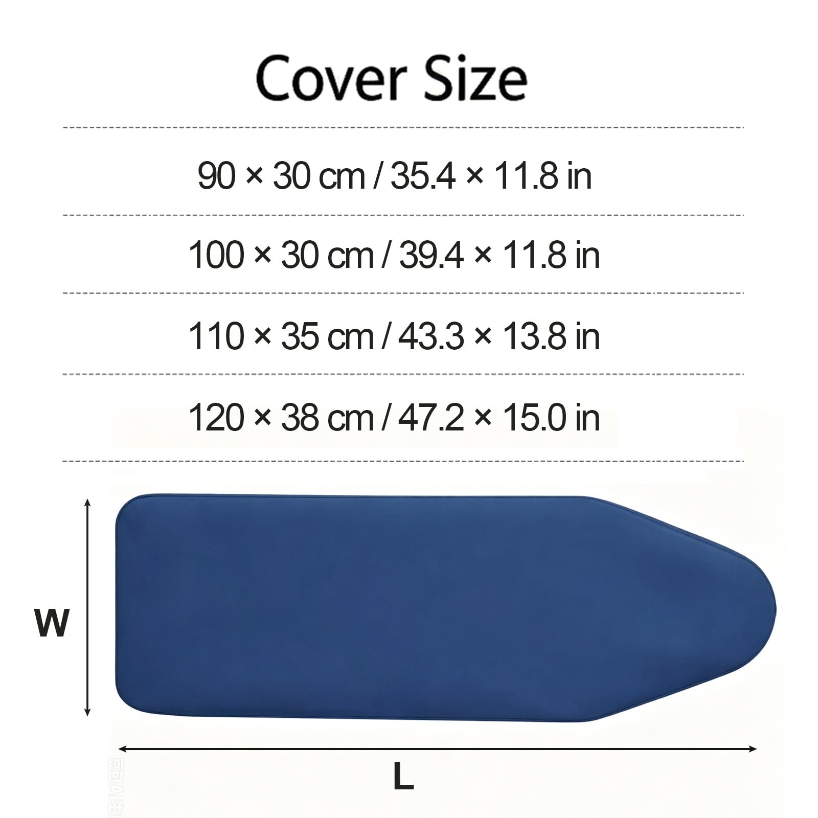 Funda Impermeable for Tabla de Planchar, Fundas de Repuesto | Tejido impermeable y resistente al calor, 4 tamaños,planchar de 90 a 120 cm(Dark Blue,47.2 x 15.0 in)