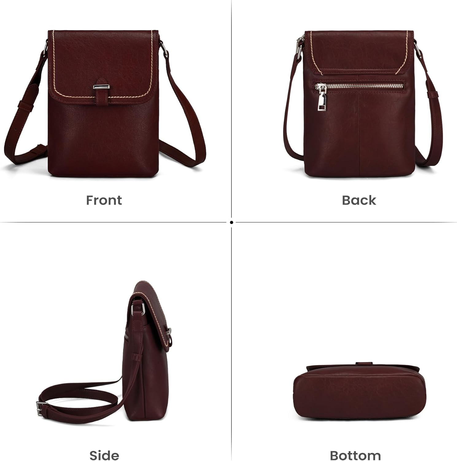 befen Genuine Leather Small Crossbody Bags for Women, Womens Cell Phone Purses Cross body Bag Purse with RFID Card Slots - Image 6