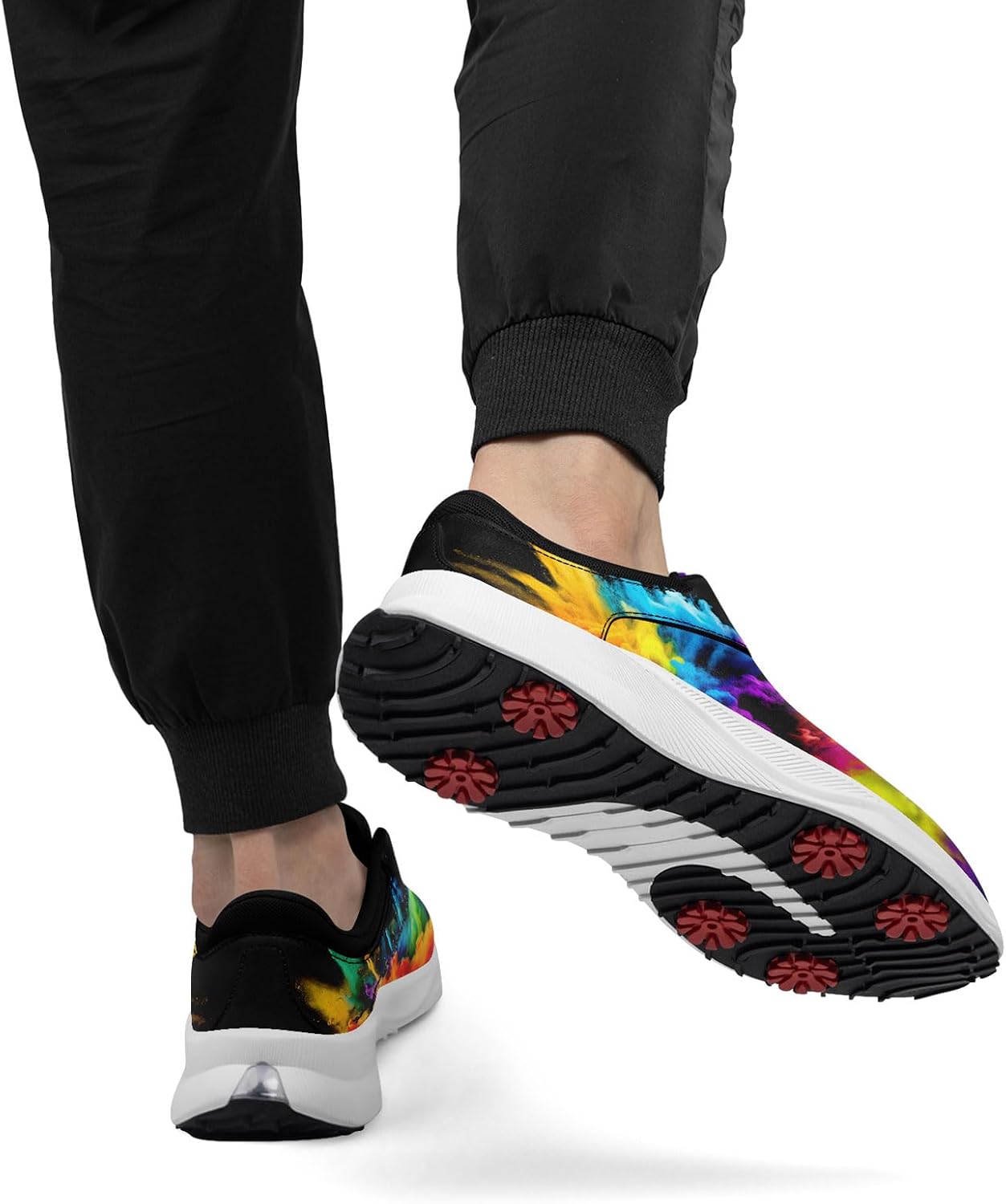 Spikeless Golf Shoes for Men Women, Breathable Golf Sneakers Paint Splash Design Athletic Walking Shoes with Heel Vent