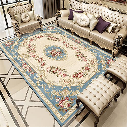 DJHWWD Rugs for Bedroom Kinderteppiche Blau rosa Retro-Blumenmuster-Design im Freien Balkon Garten...