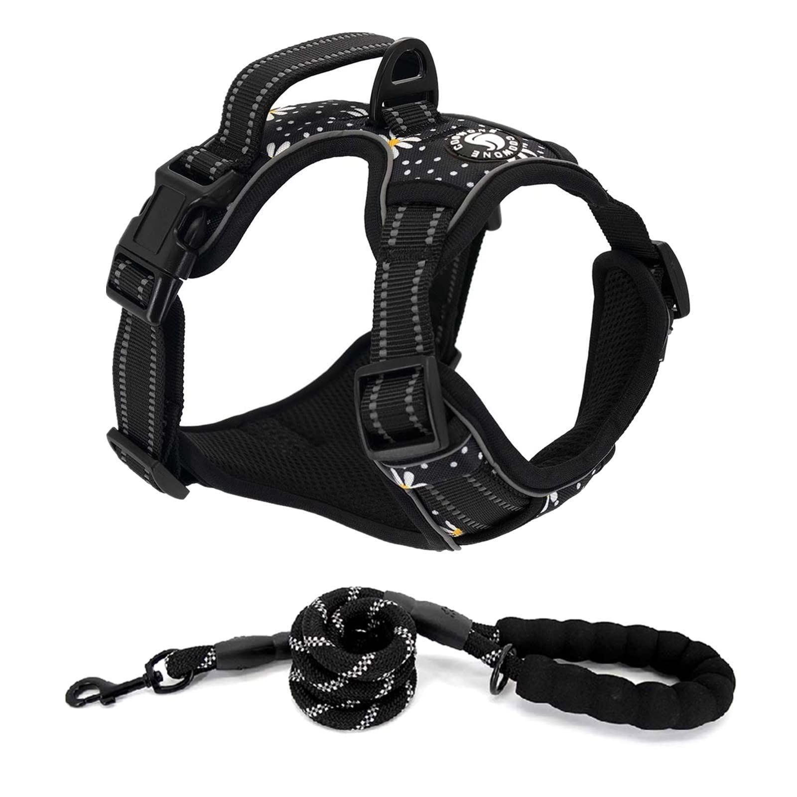 Escape Proof Dog Harness, Secure Harness, Stop Pulling Dog Harness, Adjustable Pet Harness and Leash, Secure Harness for German Shepherd, Cocker Spaniel, Border Collie, Jack Russell, French Bulldog