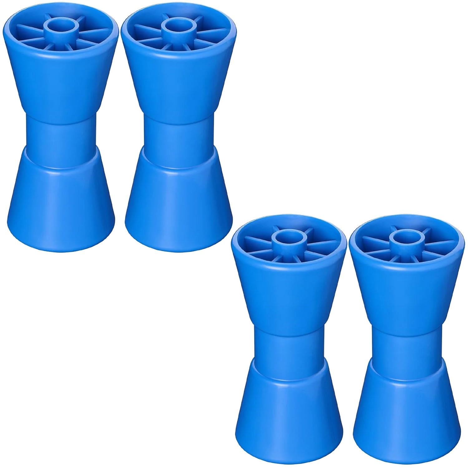 Preiswert&Gut 4 x Kielrollen – 200mm Länge, Ø 98-68mm – Rollen für Bootstrailer aus Polyethylen – Hochwertiges Bootszubehör & Boot Trailer Zubehör in Blau