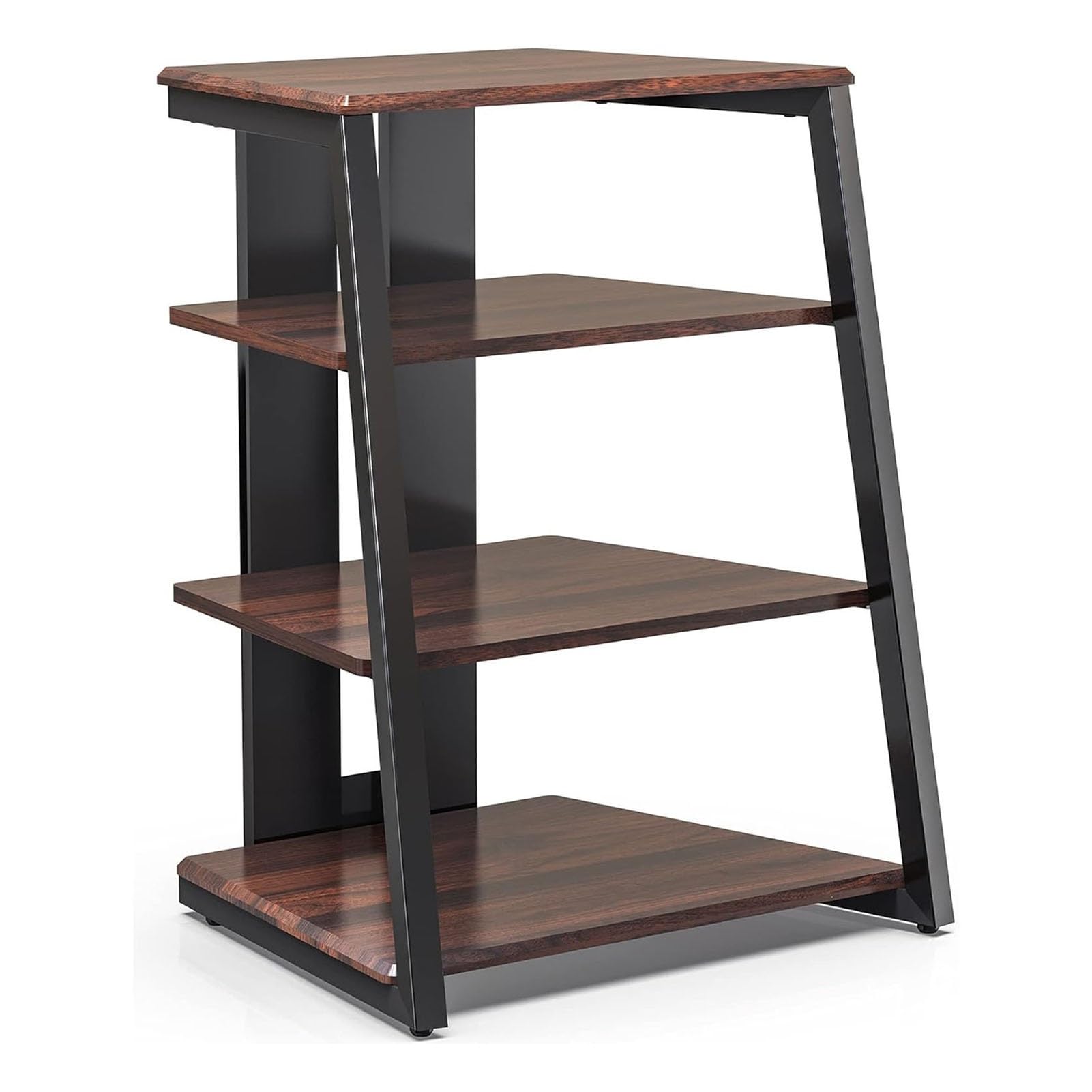 HONGKEFIT 4-Tier Media Rack Corner Shelf for Record Player Wooden Stereo Cabinet Audio Rack, CD Rack with Height Adjustable Wooden Shelf for/TV/Xbox One/ps4 (Color : A-4)