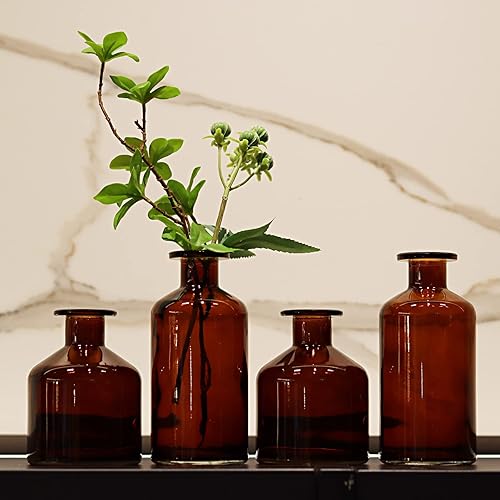 Miniatura 7 de 16 jarrones de vidrio ámbar para flores, pequeños jarrones para centros de mesa, mini jarrones de flores a granel para otoño, bodas, fiestas,