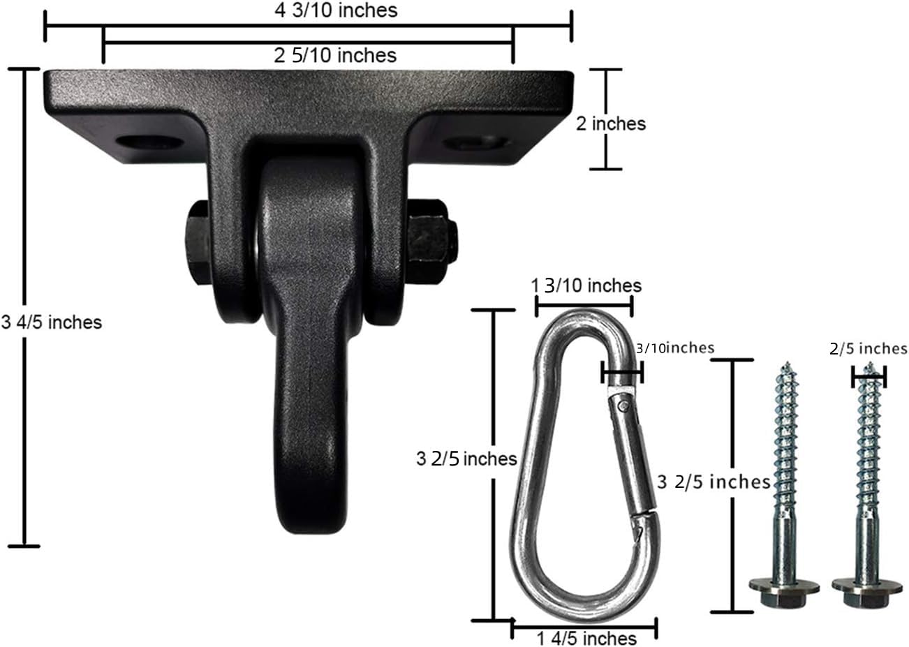 ABUSA Heavy Duty nero altalena ganci viti bulloni inclusi oltre 2.268 kg capacità parco giochi portico yoga sedile trapezio set in legno per interni ed esterni confezione da 2