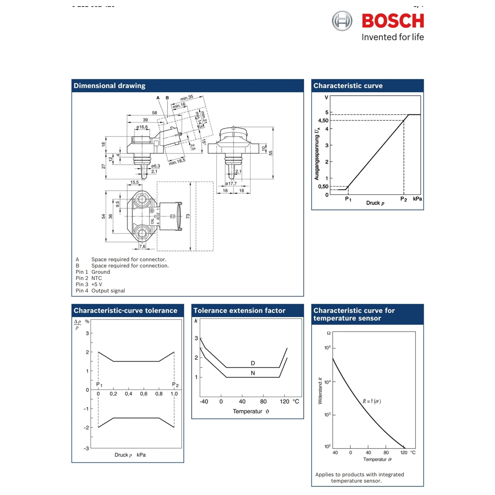 BOSCH 0 281 002 420 Sensore, Temperatura Olio; Sensore, Temperatura Olio; Sensore, Temperatura/Pressione Olio