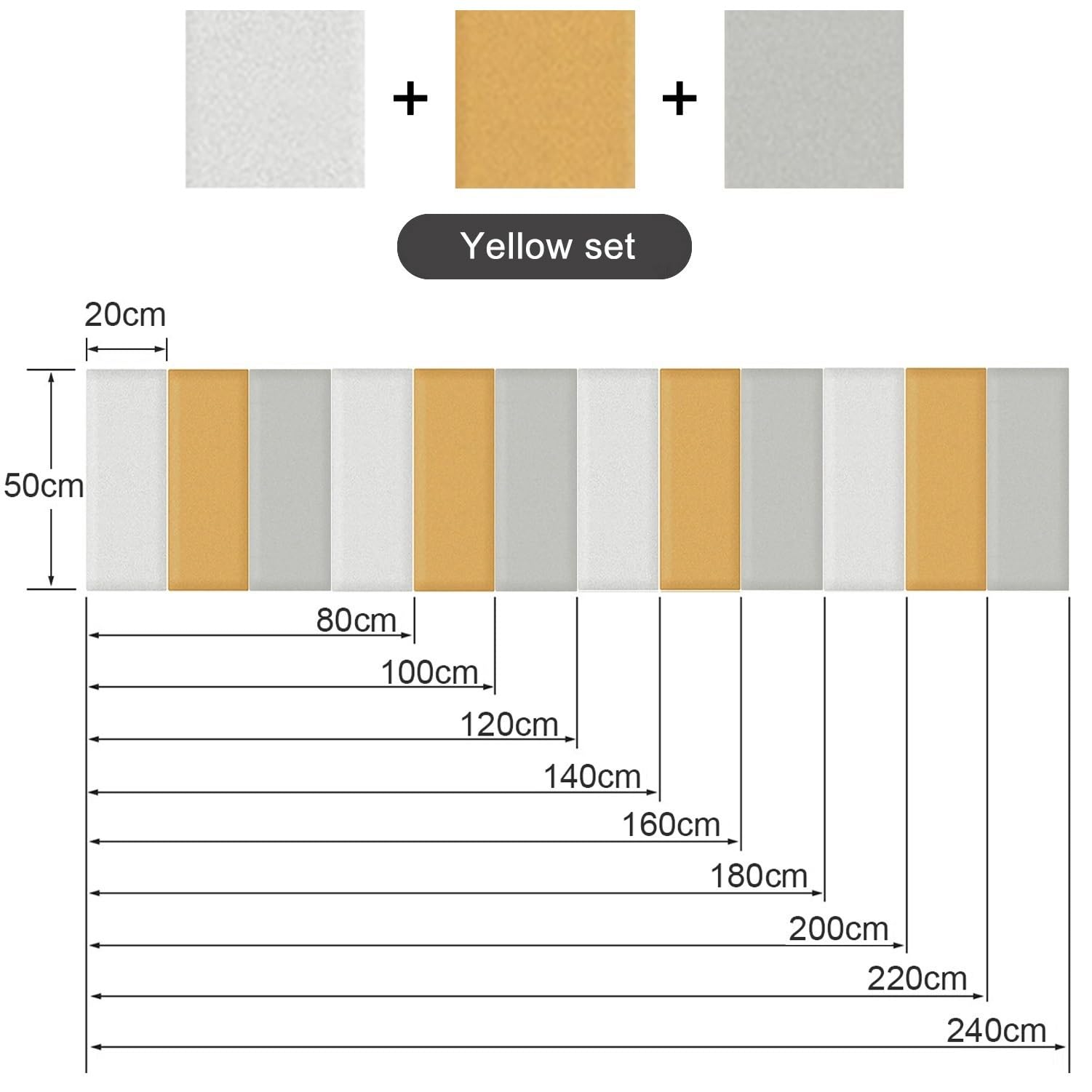 Tête De Lit Autocollante 3D, Anti-Collision Fixé Au Mur Tête De Lit Rembourrée Panneaux Muraux pour Lit Double, Queen Et King(Yellow,120x50cm)