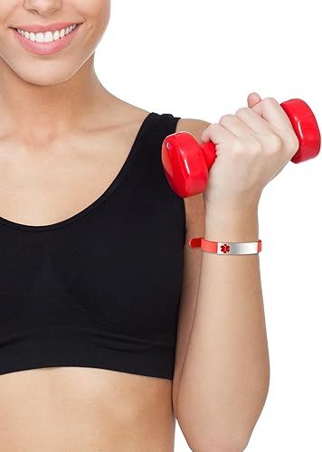 Miniatura 5 de Pulsera de identificación de alerta médica personalizada HEABY con grabado personalizado, pulsera de silicona ajustable, regalo personalizado para