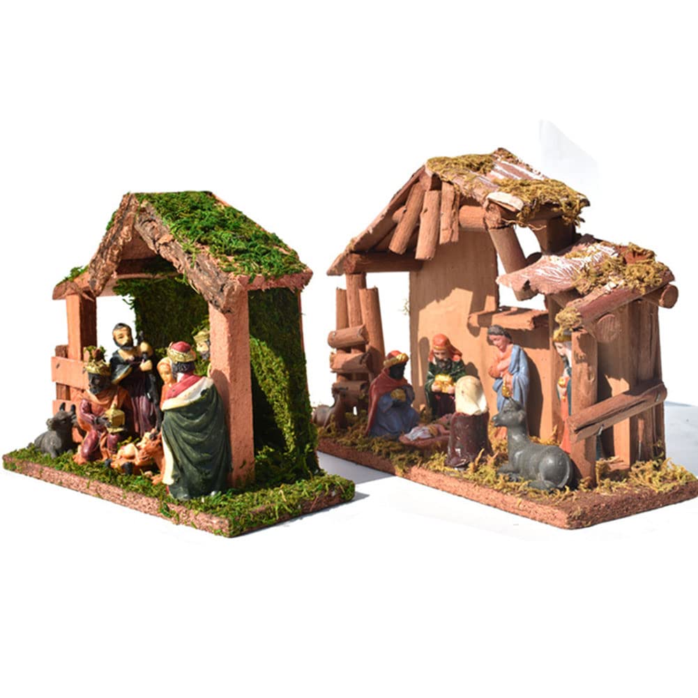 Crèche De Noël Miniature En Boîte En Fer - Figurines En Résine - 9,5x6 Cm - Décoration De Table Religieuse
