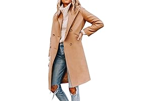 Women's Notched Lapel Long Pea Coat