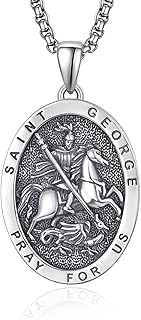ADMETUS 925 Sterling Silver Patron Saint Medals | Amulet Necklace Protection Jewelry for Men with 2.5mm 22"+2" Rolo Chain