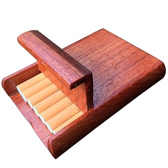 OLizee Timber Rosewood Cigarette Case Wooden Cigarette Box Holder Pack Case