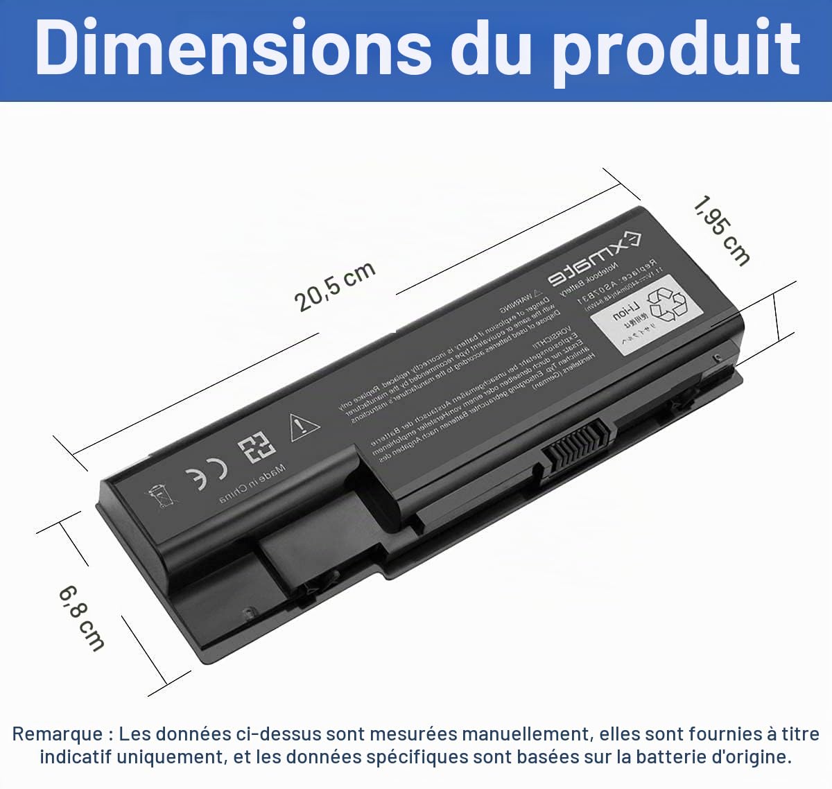 Exmate Batterie AS07B31/AS07B32/AS07B41/AS07B42/AS07B51/AS07B52/AS07B61/AS07B71/AS07B72 pour Acer Aspire/eMachines/Packard Bell Laptop [6 Cellule 11.1V 4400mAh]