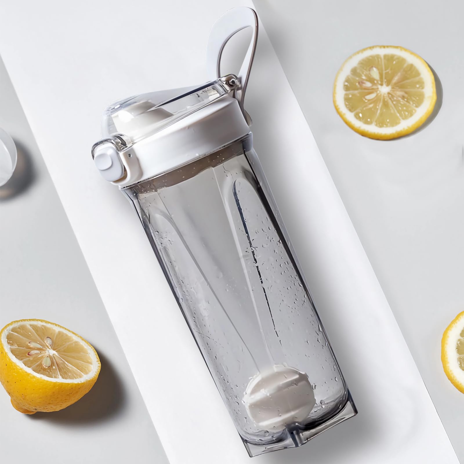 EYSOO Protein Shaker Bottle 650ml / 23oz Protein Drink Shaker Cup Shaker Bottle for Protein Mixes Leakproof Protein Mixer Cup Gym Shaker with Blender Ball (White)