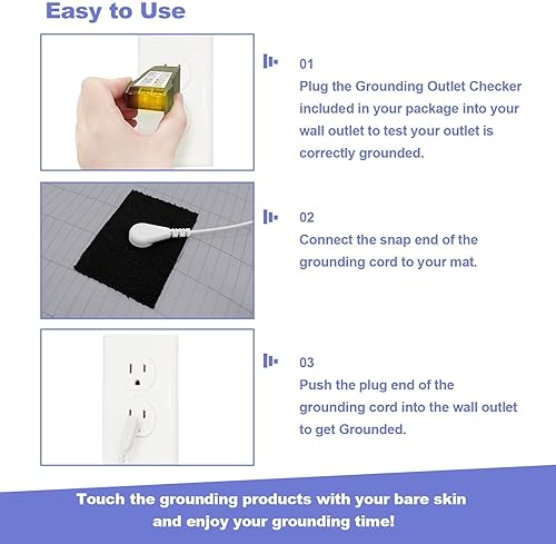 Miniatura 9 de Hoja de tierra, sábana bajera ajustable Queen con cable de conexión a tierra, tapete conductivo de fibra plateada extra profunda, beneficio para un