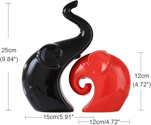 Miniatura 2 de Cozylkx Adorno de decoración artística de elefante, estatua de elefante de cerámica, figura coleccionable de San Valentín, boda, regalo de amor