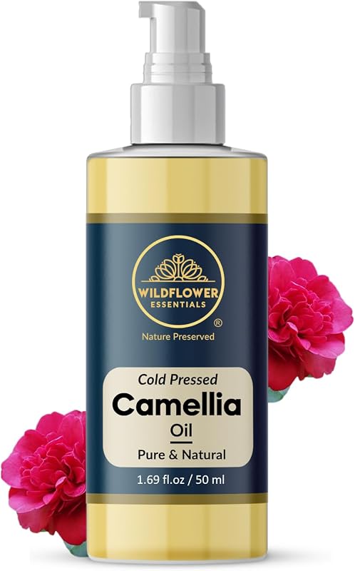 Óleo de camélia WILDFLOWER ESSENTIALS prensado a frio com bomba dosadora, 50 mL
