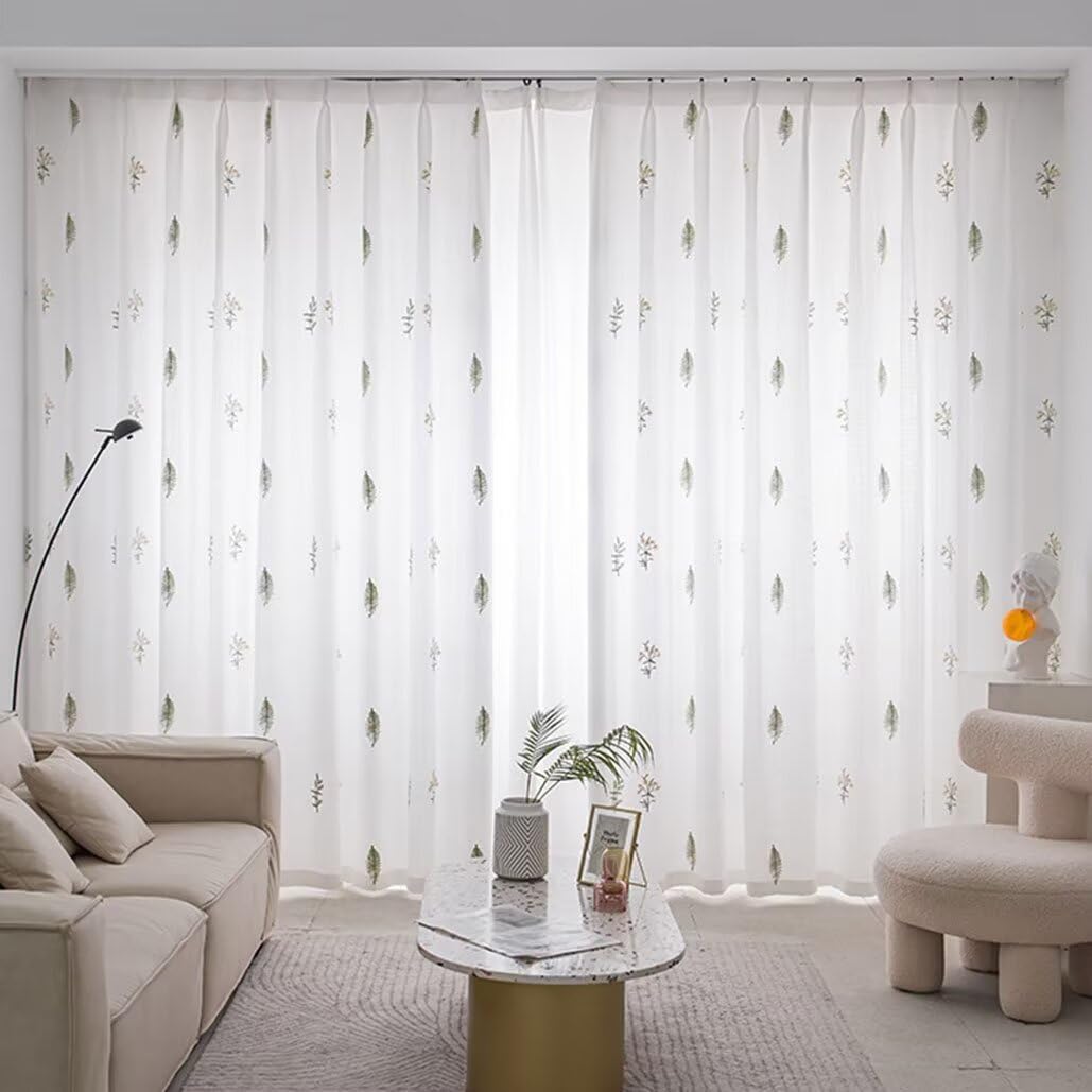 2番-白刺繍 レース 北欧 目隠し 【2枚入り】【幅200cm】