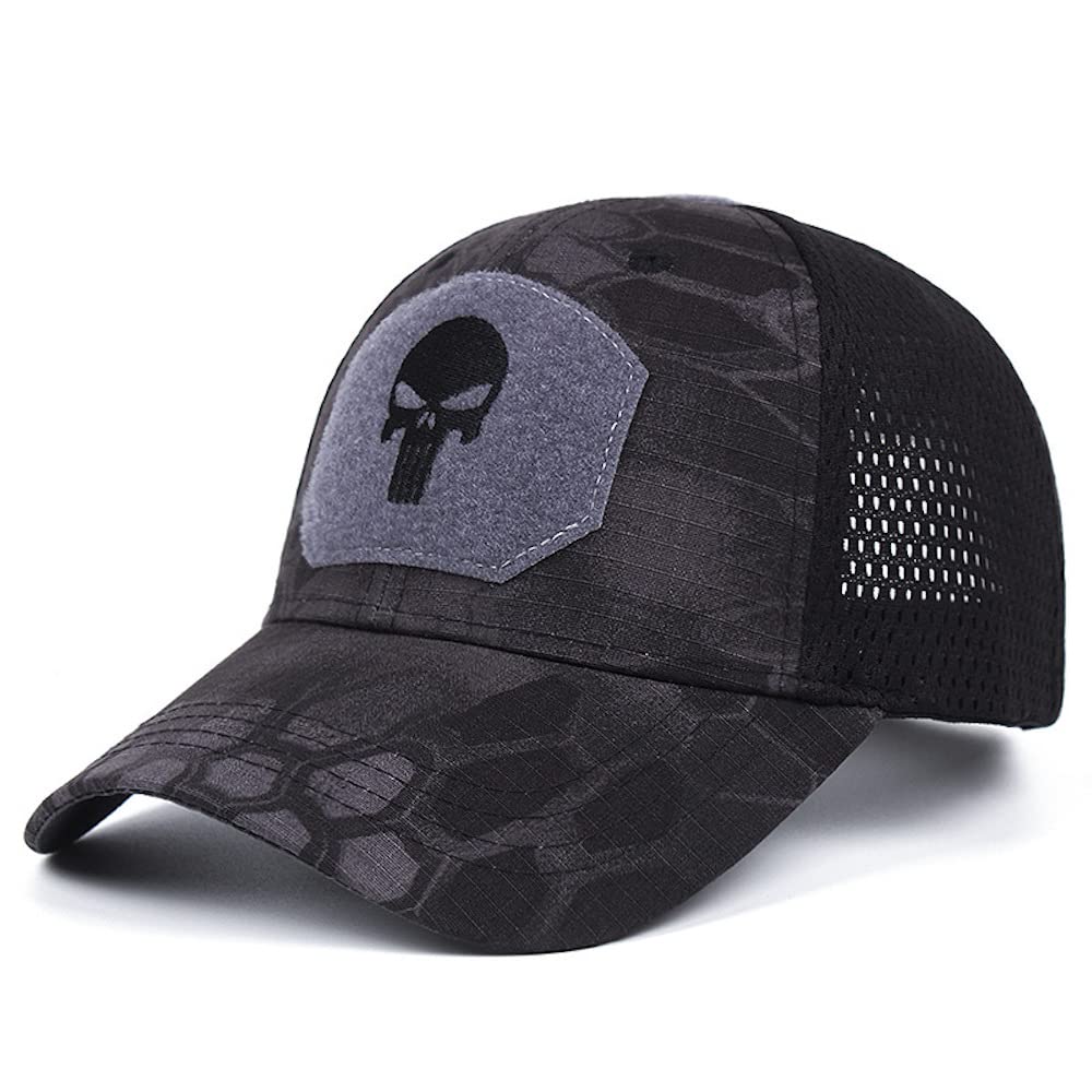 Punisher Skull Mesh Baseball Cap for Men Fitted Cap Tactical Breathable Outdoor Sports Hats