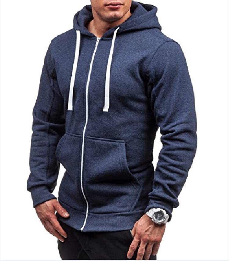 Mens Zip up Hoodie Fall Jacket Solid Color Sweatshirt Lightweight Casual Coats Fleece Comfort Sweatshirts with pocket4