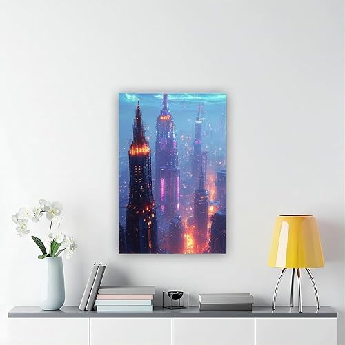 Miniatura 6 de Surreal Cyberpunk - Póster abstracto de la catedral de Aurora de fantasía, impresión artística retro futurista para decoración moderna del hogar,