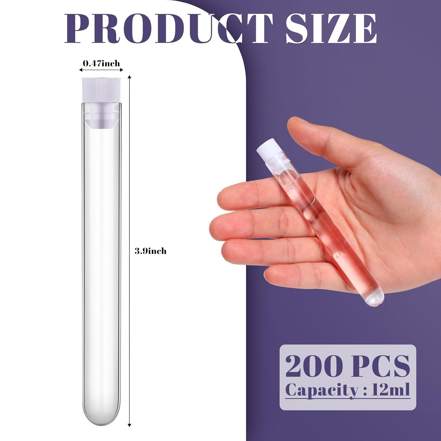 Xuhal 200 Pack Plastic Test Tubes 12 x 100mm 12 ml Lab Tubes Test for Scientific Themed Birthday Party Supplies (White Color)