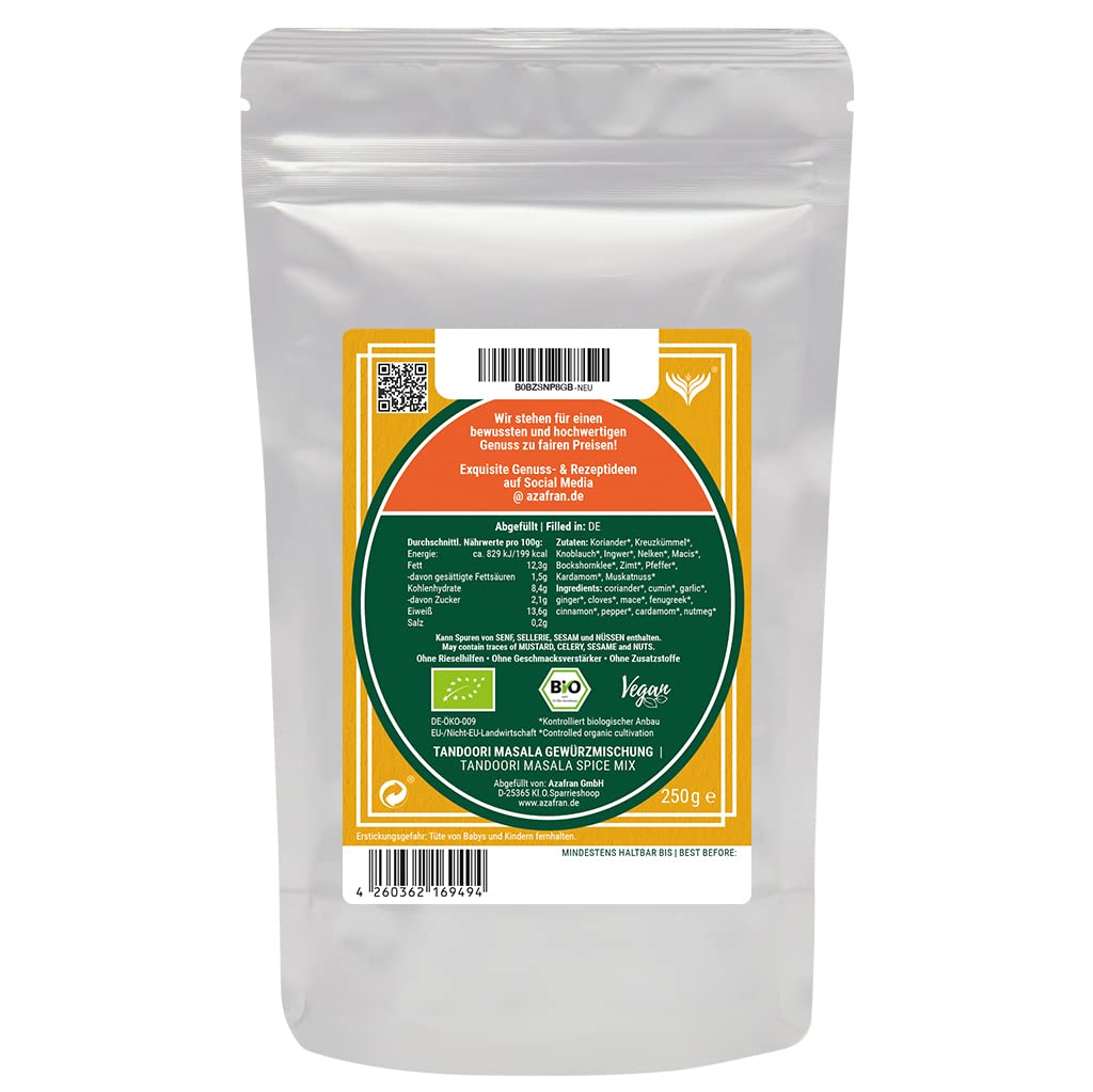 Azafran BIO Tandoori Masala Gewürz, Gewürzmischung für Ofen, Grill & Pfanne, Chicken Mix 1kg