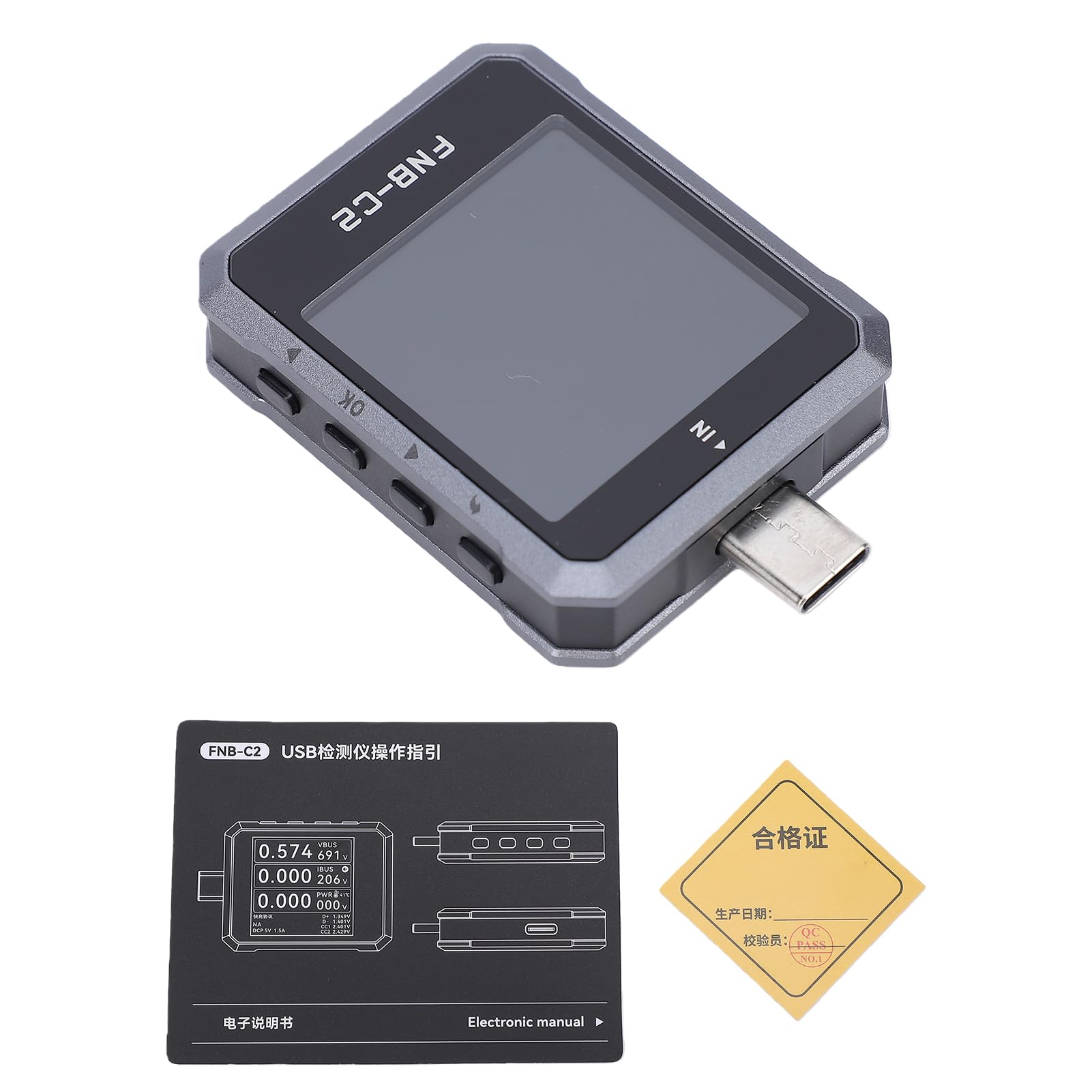 Dpofirs USB-Kabeltester, USB-Leistungsmesser mit 20-Bit-ADC und Schnellladeprotokollerkennung für QC PD SCP AFC VOOC WARP MTK PE-Protokolle, 50 V Hochspannung, 7-stellige Auflösung, Typ-C (FNB-C2)