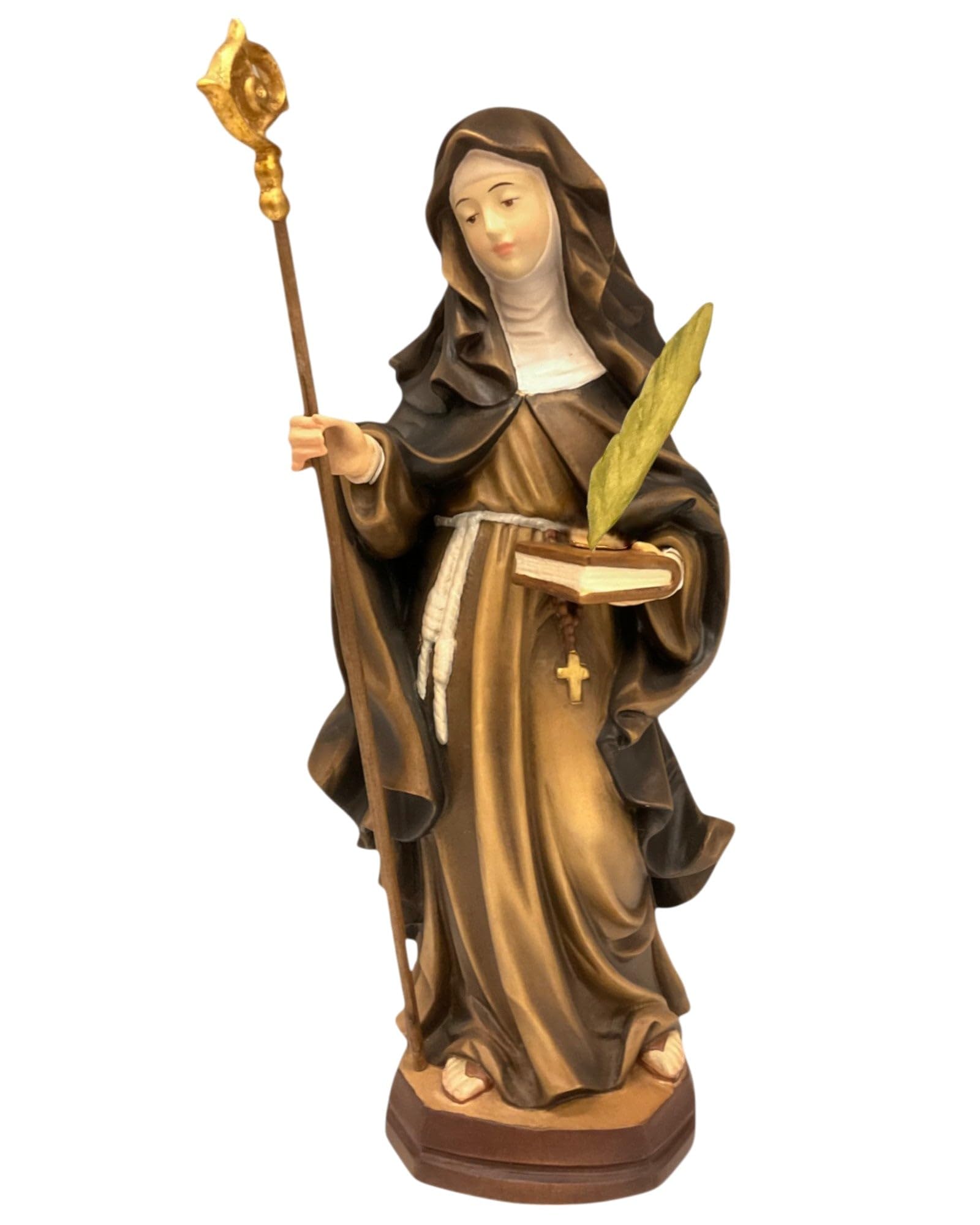 Carved Statue of Saint Gertrud with Feather by Dolfi