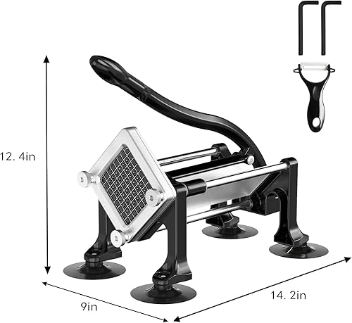 Miniatura 6 de SeewtLice Cortador comercial de papas fritas de acero inoxidable, cortador de papas fritas con hoja de 38 y 14 pulgadas, cortador de papas fritas