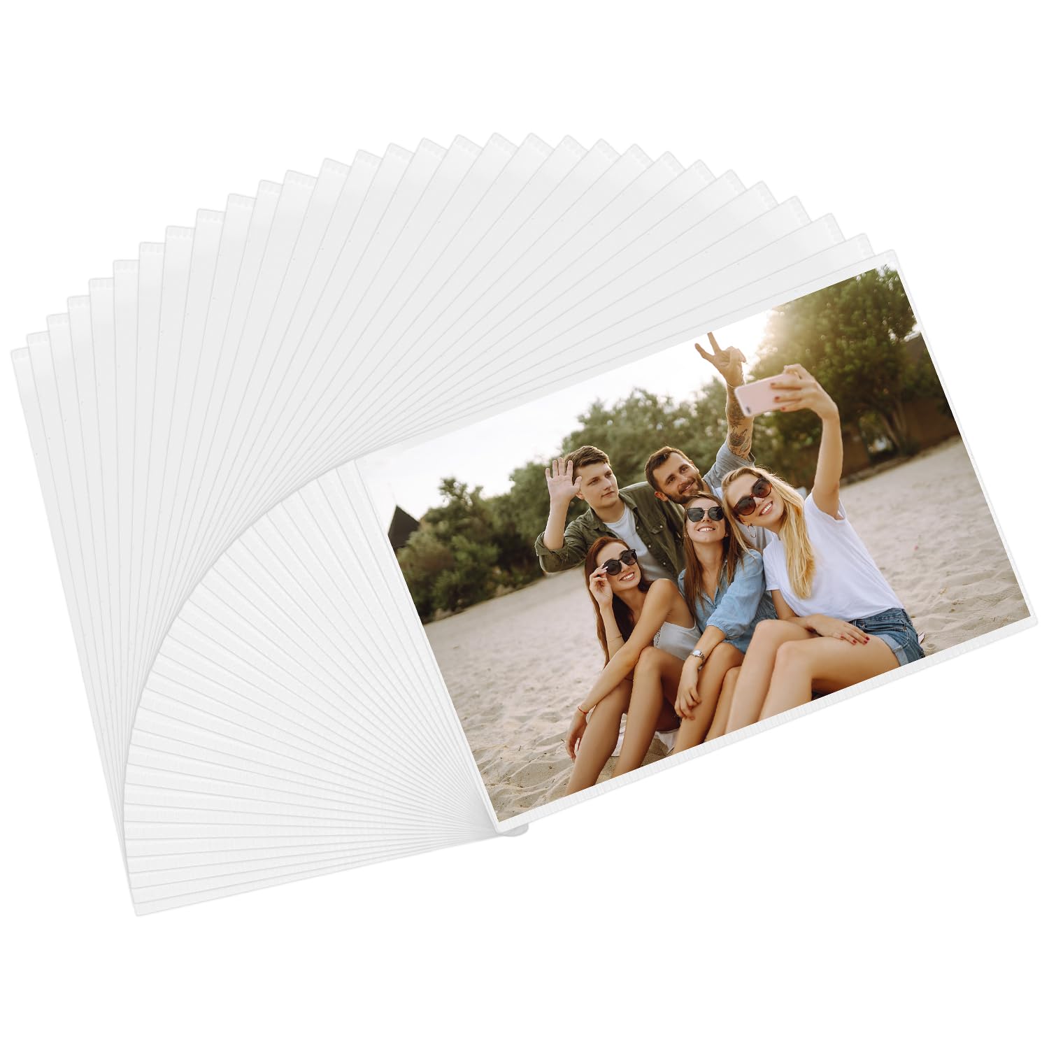 Qwork White Qwork® 30 Pack Photo Frames, Magnetic Photo Frames For Fridge, 4"X6", Peel And Stick Picture Frames, Ideal For Blackboard, Fridge Display