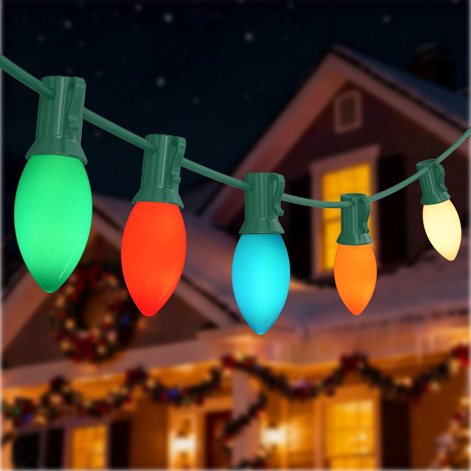 Oviejo C9 Vintage LED Christmas Lights Outdoor, 25Ft Christmas