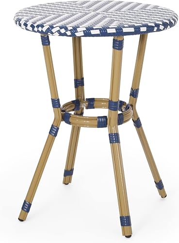 Miniatura 5 de Christopher Knight Home Picardy Bistro Set, azul marino + blanco + bambú