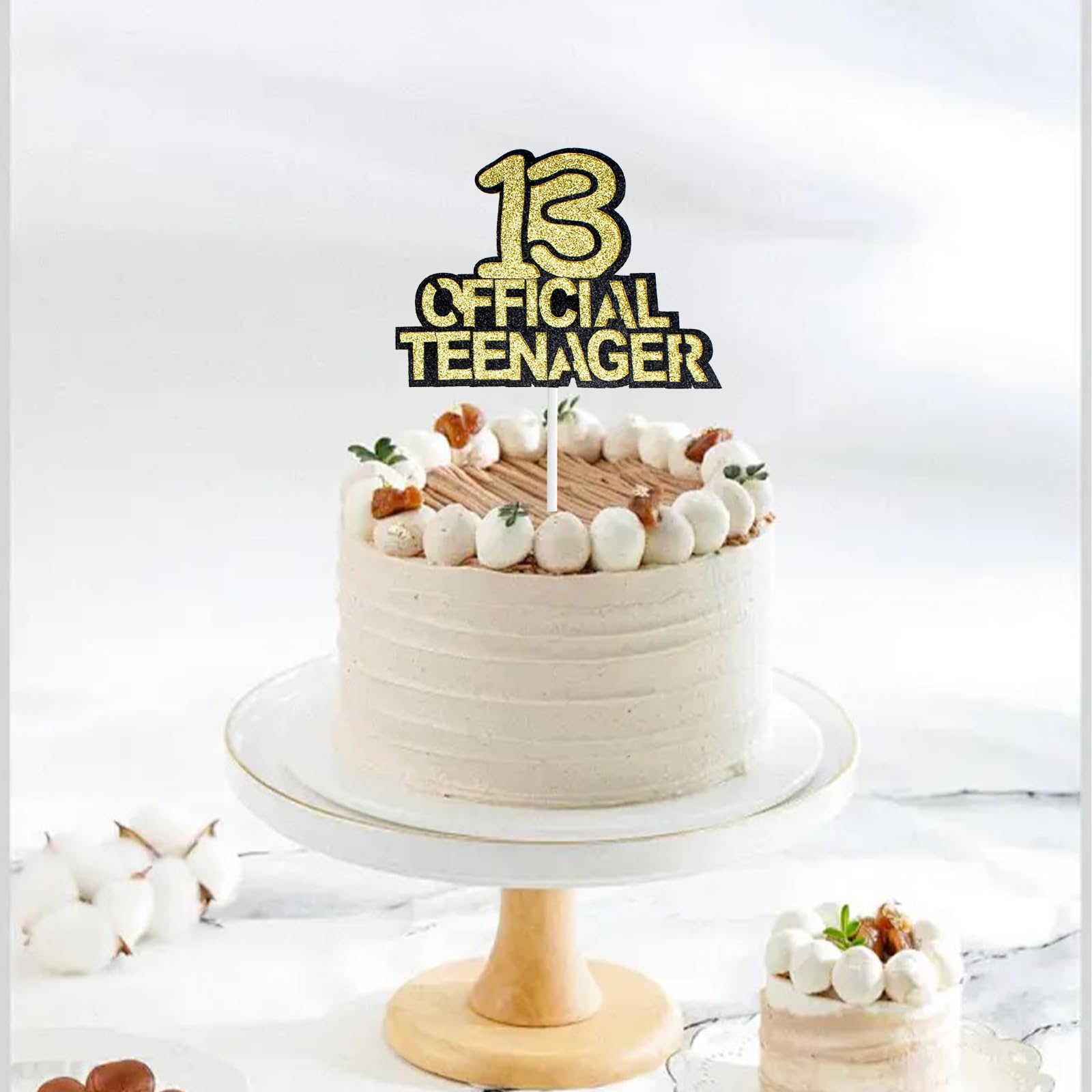 ALLY-MAGIC Tortenaufsatz Zum 13. Geburtstag – Roségold, Glitzernd, Happy 13th Birthday, Nicht Essbar