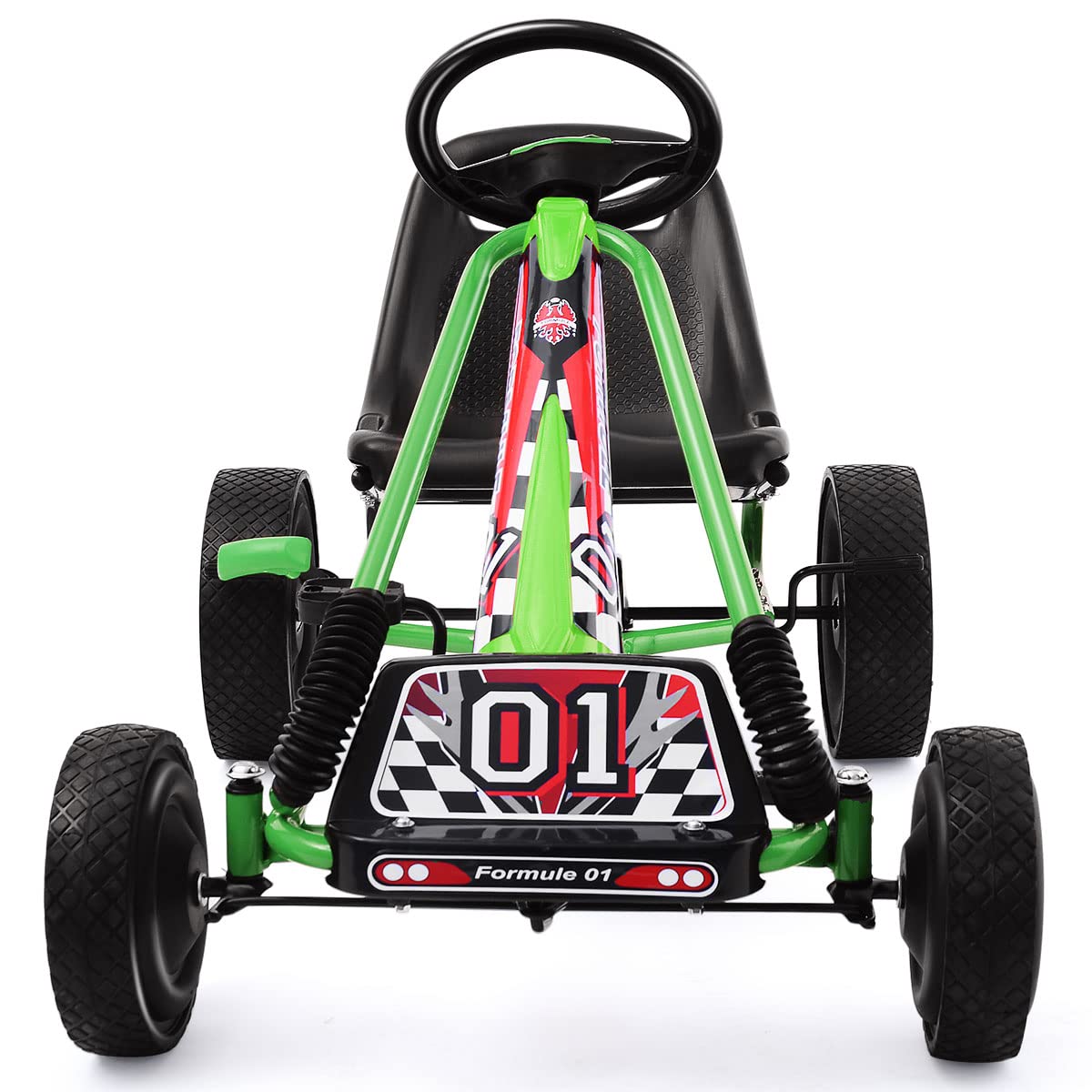 GYMAX Go-Kart a Pedali per Bambini con Sedile Regolabile con Freno e Frizione per Bambini 3-8 Anni, 98 x 59 x 61 cm (Verde)