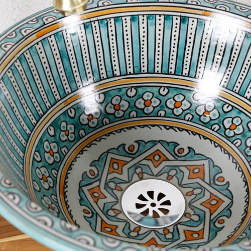 Keramische wastafel rond, opzetwastafel voor badkamer en gastentoilet, inbouwwastafel zonder kraangat en zonder overloop/wastafel opzetwastafel