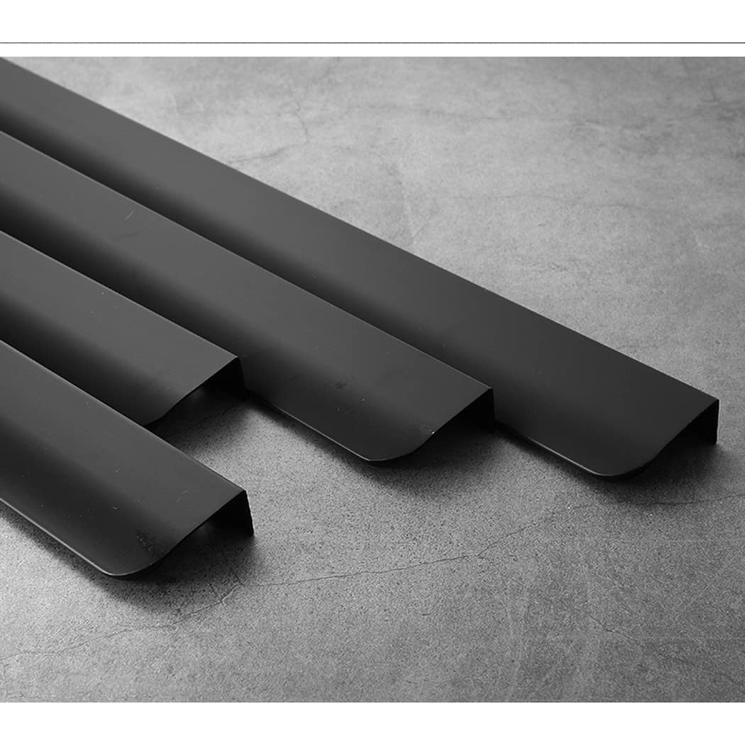 Ukryte uchwyty do szafek, stop aluminium Niewidoczna klamka drzwi Szafa Szafka kuchenna Szuflada szafki czarna 2 sztuki(Hole distance 256mm)
