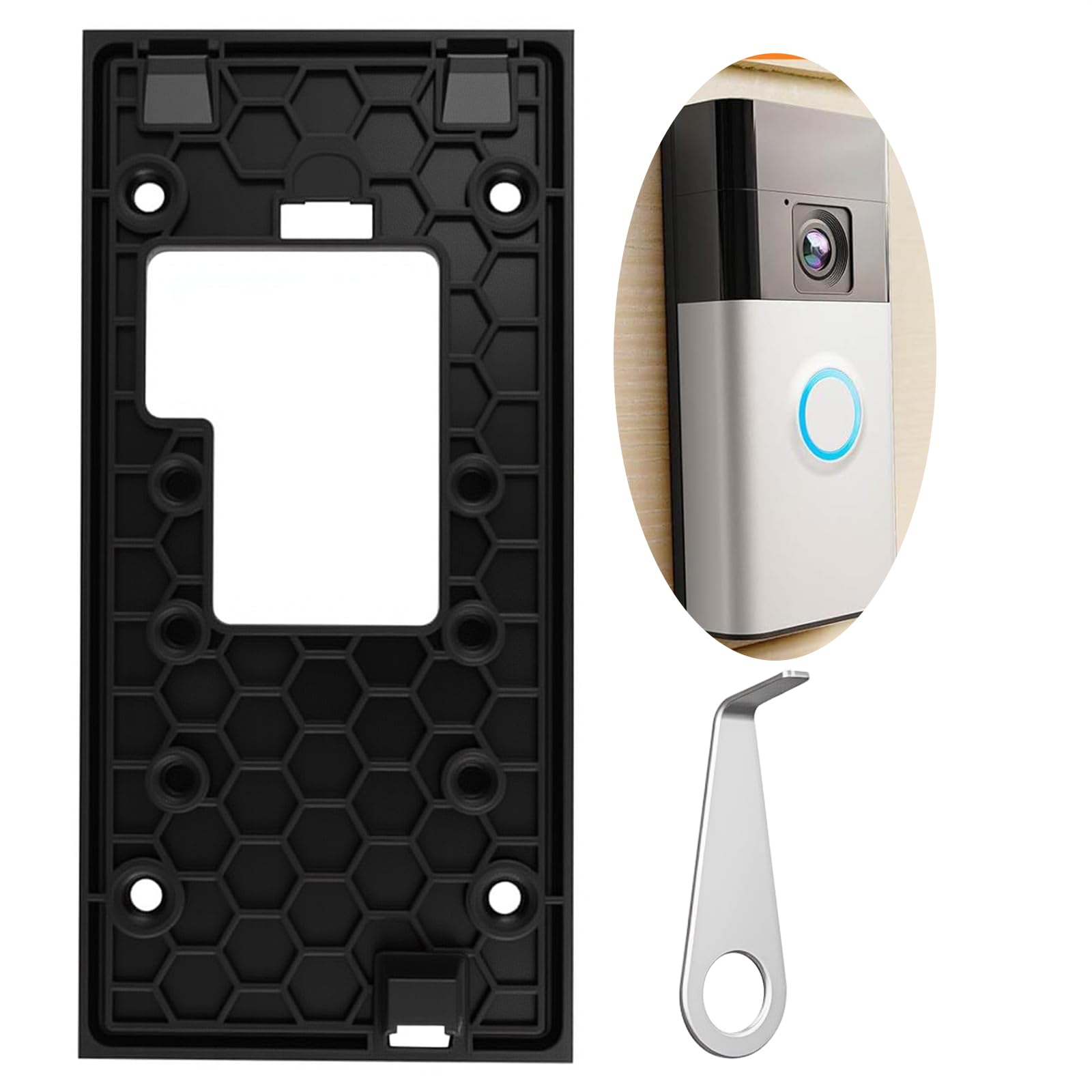 2026 Ring Battery Doorbell Mount No Drill Doorbell Mount Kit - Strong Self-Adhesive Holder Compatible with Ring Battery Doorbell (2026 Releases) - for Apartments/Homes/Offices