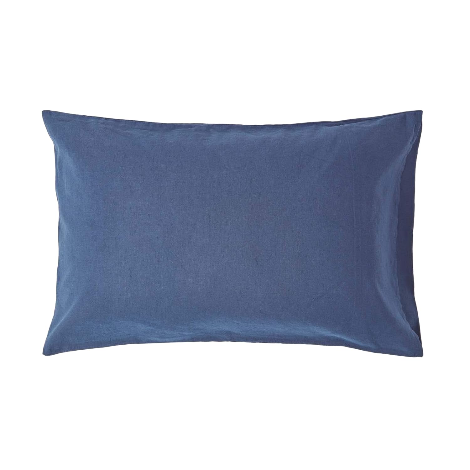 Rackhams Blue French Flax Linen Housewife Pillowcase, Standard Size - Navy