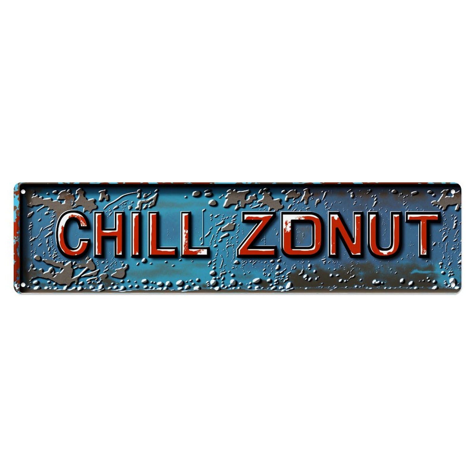 Chill Zonut Metal Texture Pattern Tin Sign Vintage Metal Poster Retro Bar, Home, Man Cave, Kitchen, Laundry Room Wall Art Decor Gift 4x16 Inch